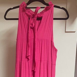 entro Hot Pink Tiered Midi Dress